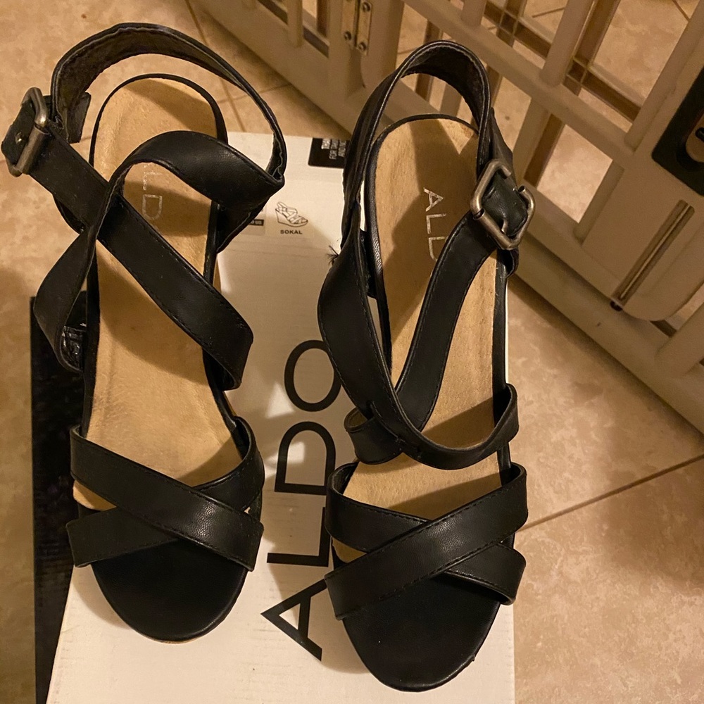 Black Aldo Wedges